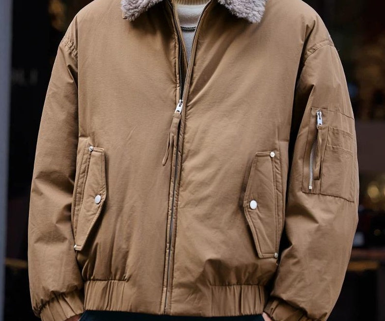 リムーバブルウールカラー ダウンジャケット