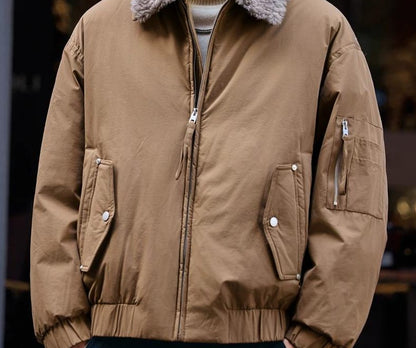 リムーバブルウールカラー ダウンジャケット