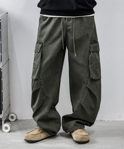 Retro Green Multi-Pocket Work Pants