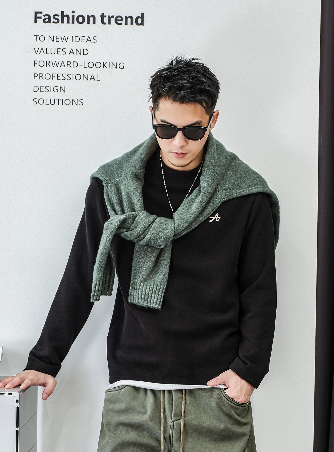 Cozy Mixed Fabric Long Sleeve