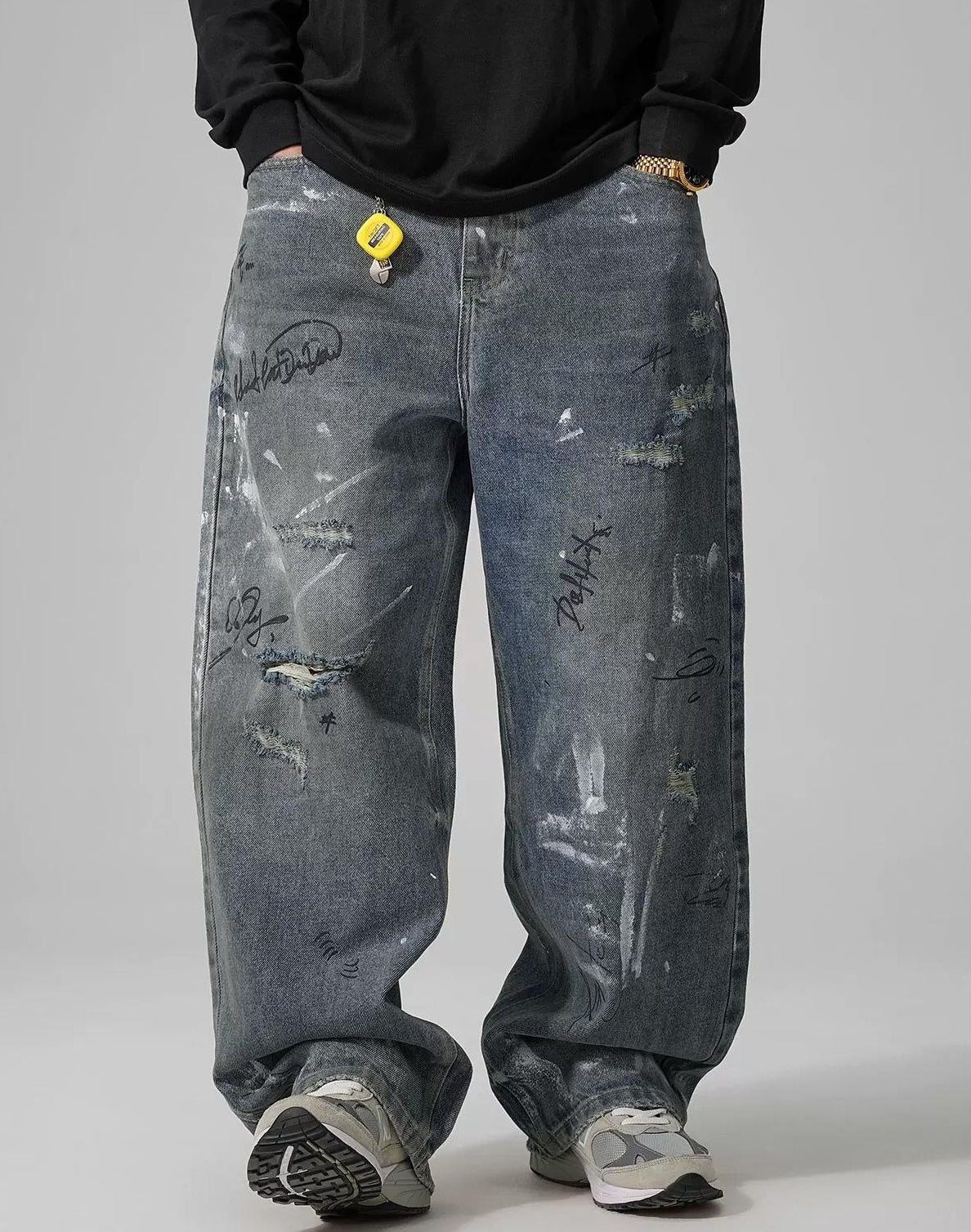 ストリートスタイルワイドレッグジーンズ