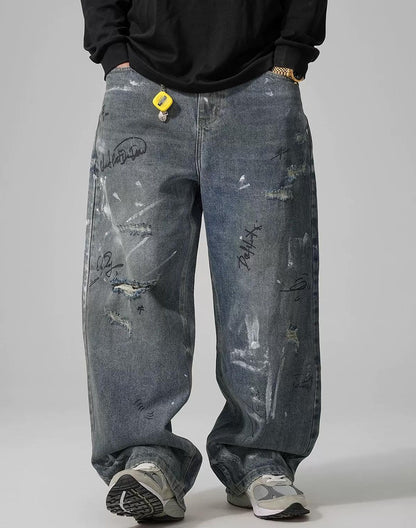 ストリートスタイルワイドレッグジーンズ