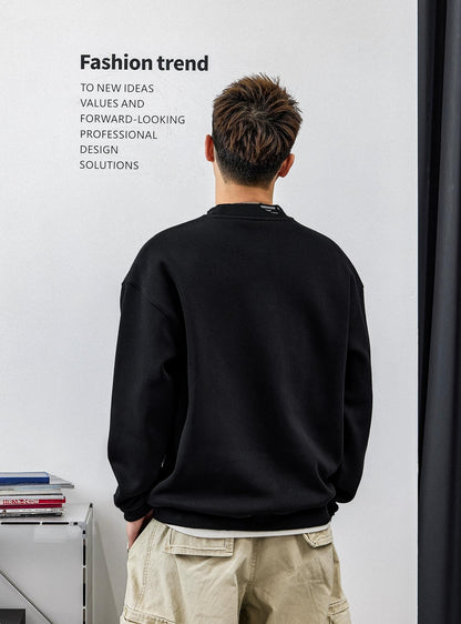 スタイリッシュ刺繍コットンセーター