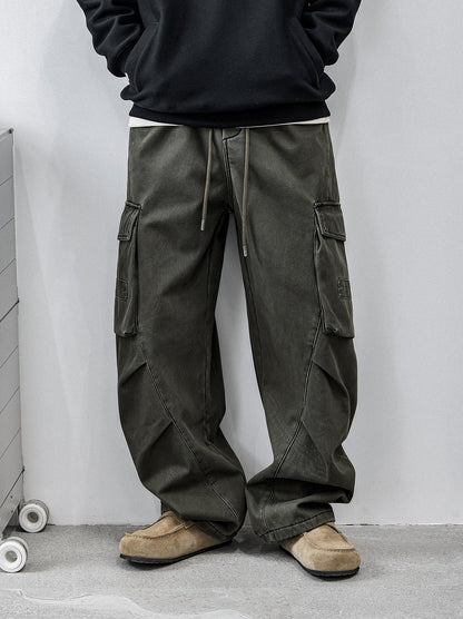 Retro Green Multi-Pocket Work Pants