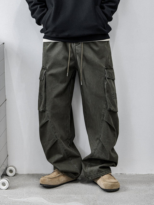 Retro Green Multi-Pocket Work Pants