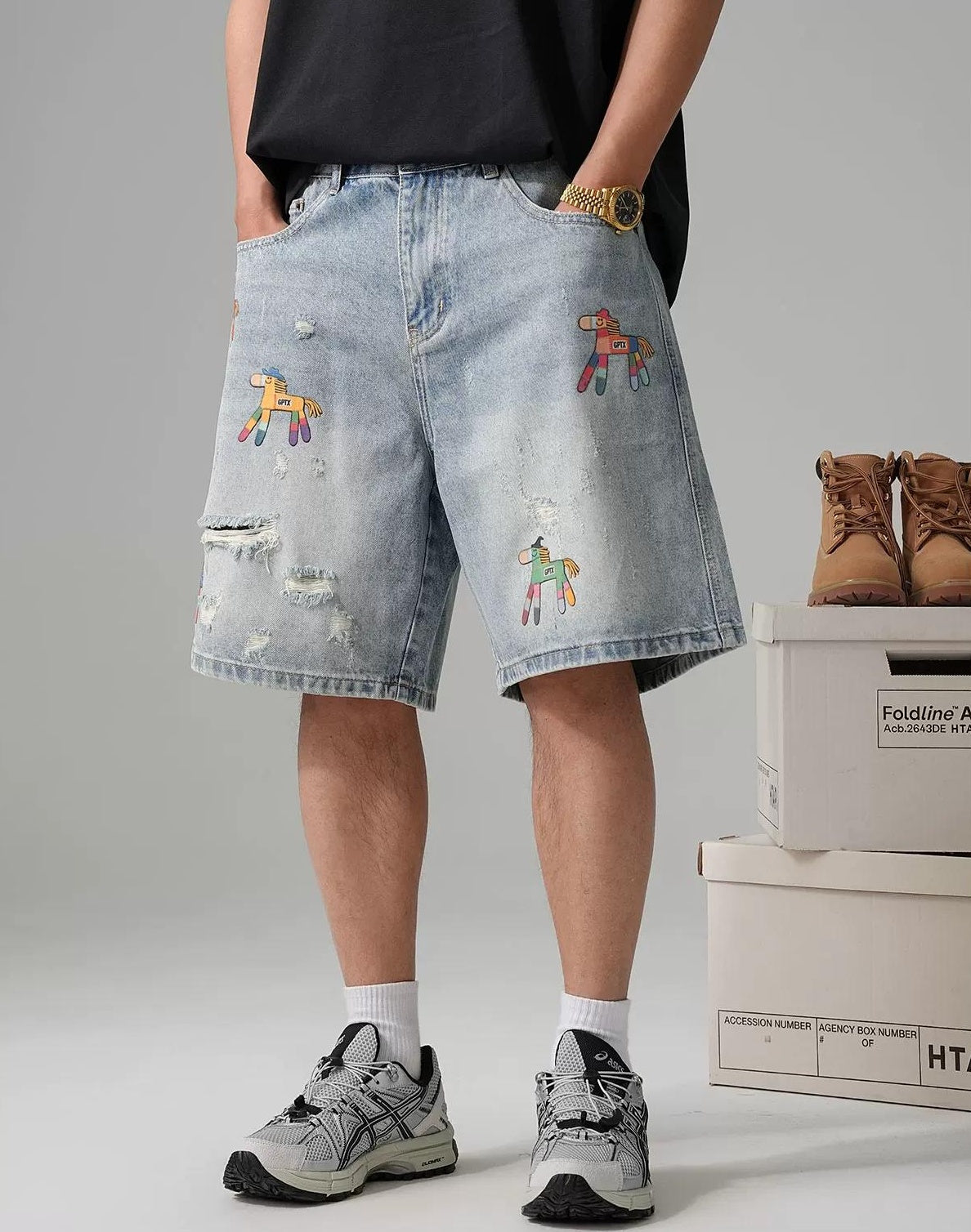 レトロデニムショートパンツ