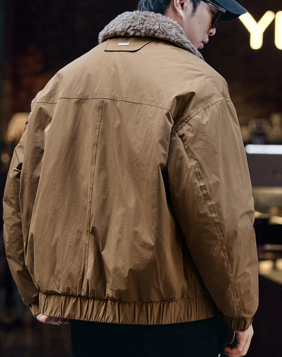 リムーバブルウールカラー ダウンジャケット