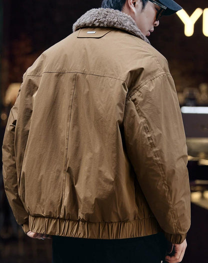 リムーバブルウールカラー ダウンジャケット