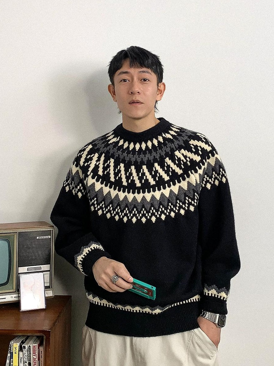 Retro Fair Isle Knit Sweater