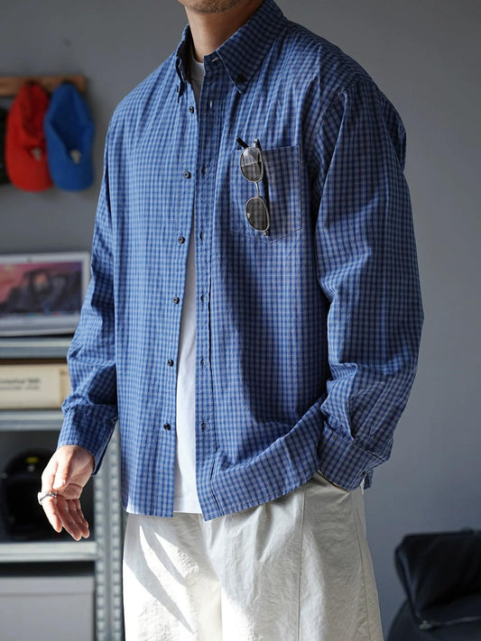 カジュアルチェック柄ロングスリーブシャツ