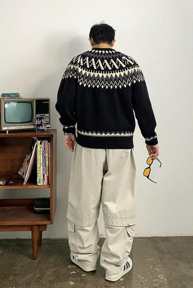 Retro Fair Isle Knit Sweater