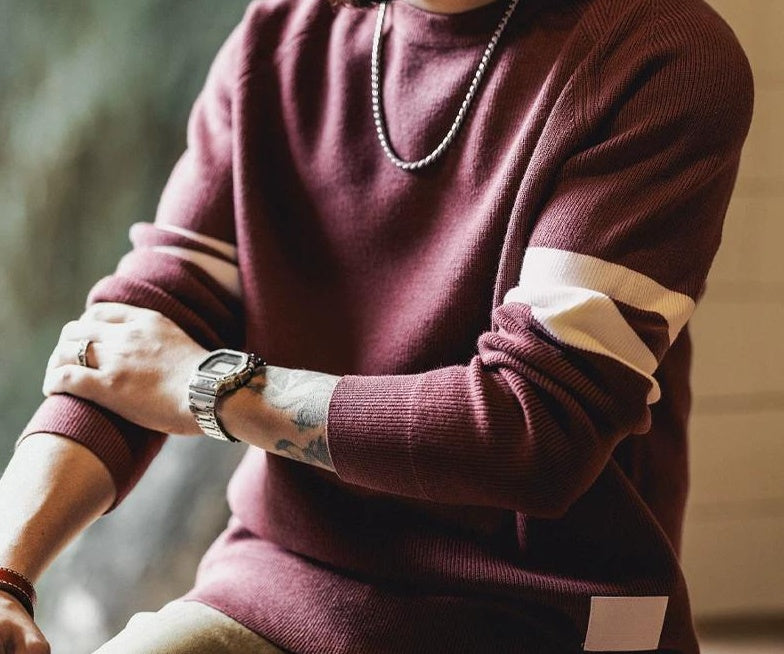 Retro Color Block Knit Sweater