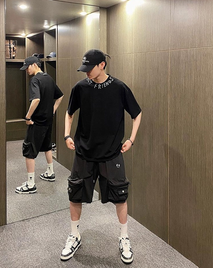 Embroidered Utility Shorts