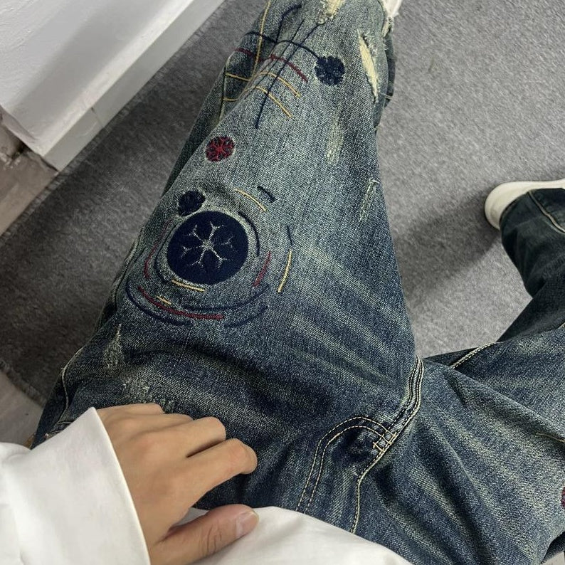 ワイルドパッチワークデニムパンツ