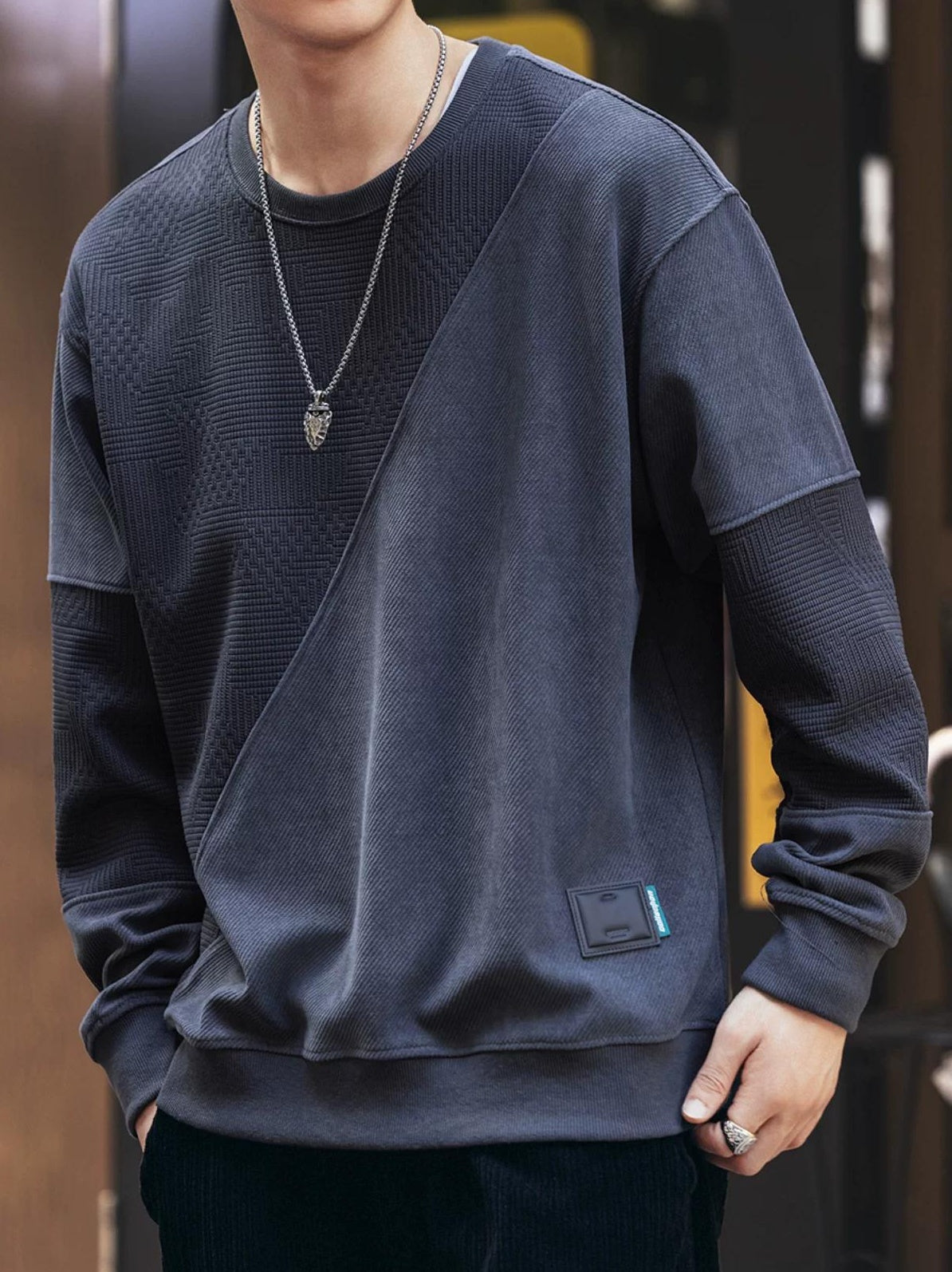 レトロ パッチワーク スウェットシャツ