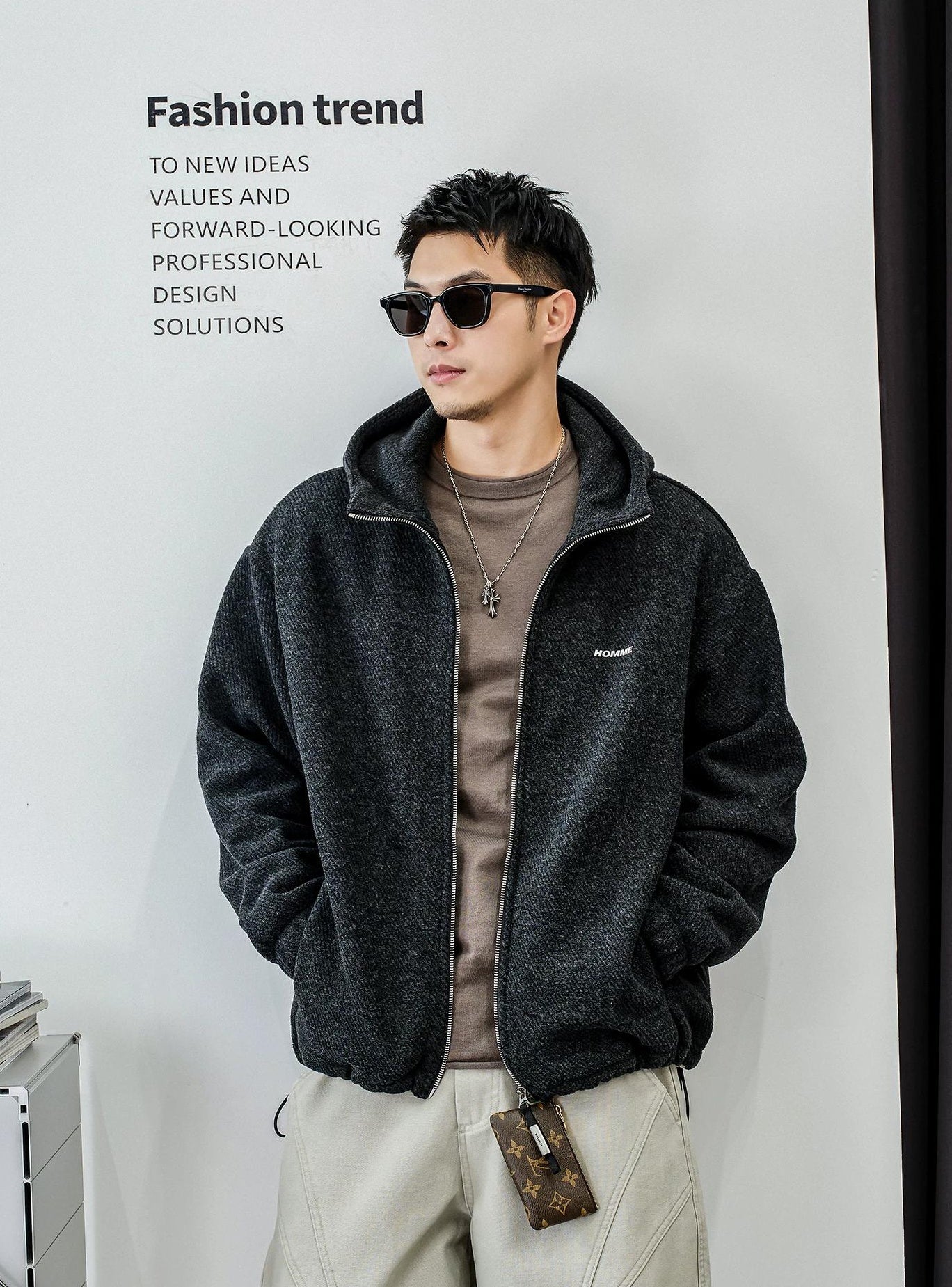 コージー フーデッド カーディガン ジャケット