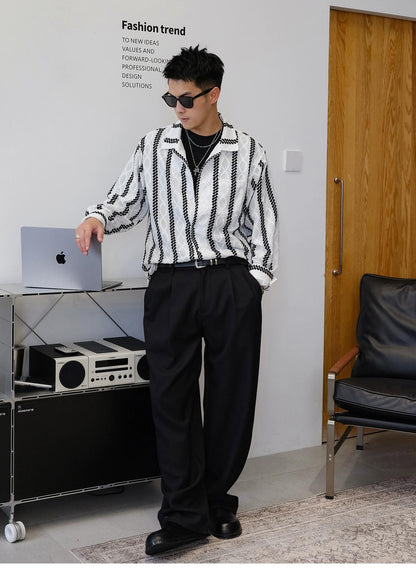 Striped Long-Sleeve Casual Shirt