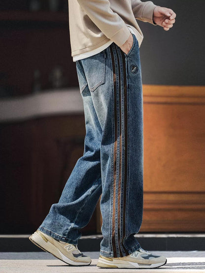 Retro Corduroy Splicing Jeans