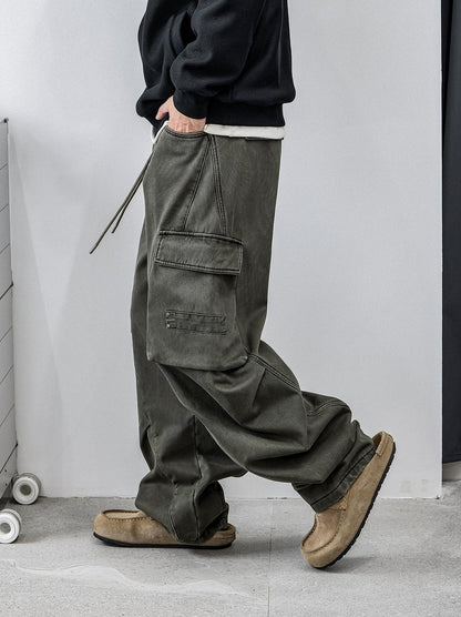 Retro Green Multi-Pocket Work Pants