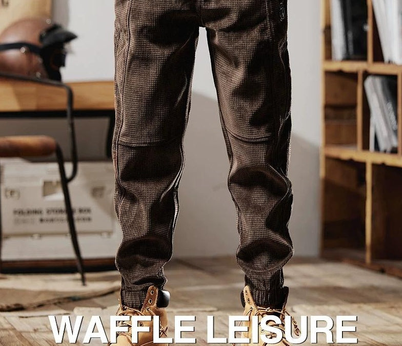 カジュアル ワッフル コーデュロイ パンツ