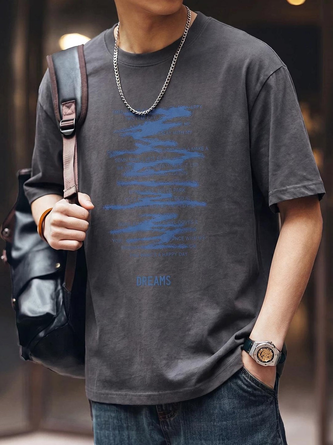 レトロプリント ルーズフィットTシャツ