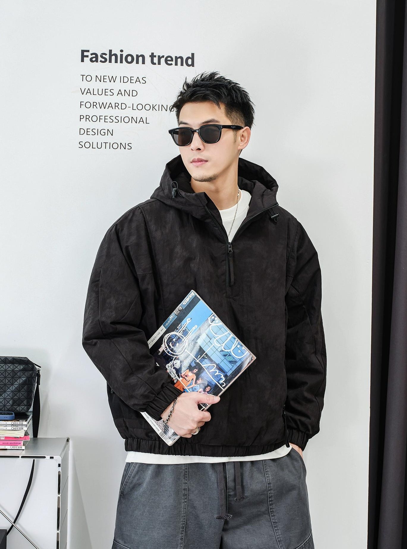 ファッションカモフラージュハーフジップジャケット