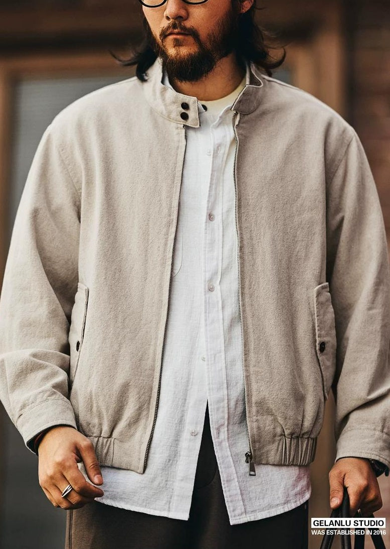 リネンブレンドハリントンジャケット