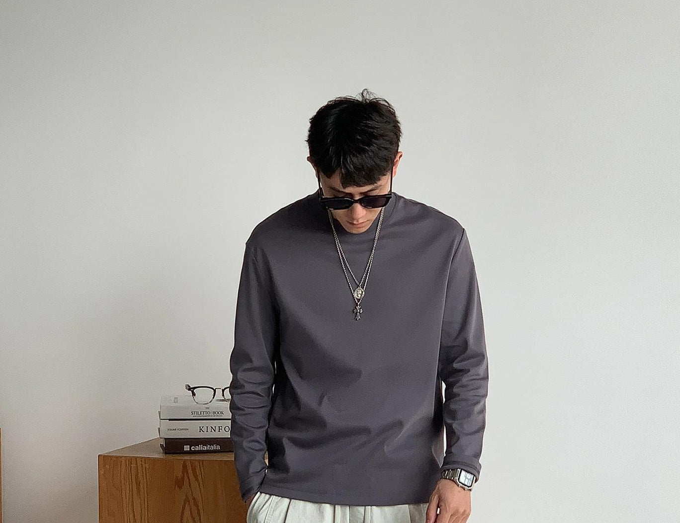 通気性綿ロングスリーブTシャツ