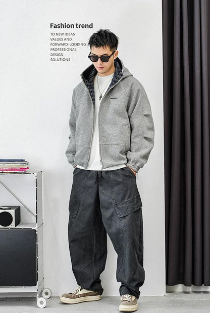 フード付きダウンジャケット　スプライシング