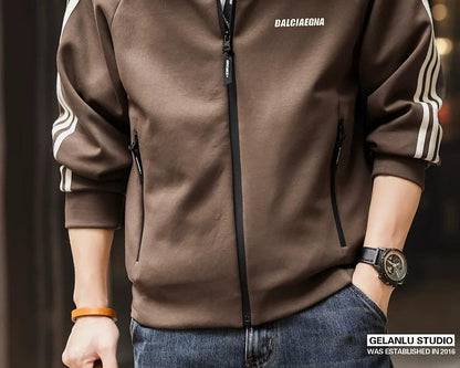 ビッグストライプフード付きカーディガン