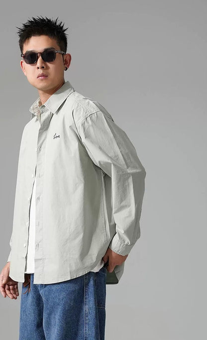 カジュアル刺繍シャツジャケット