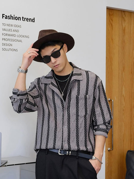 Striped Long-Sleeve Casual Shirt