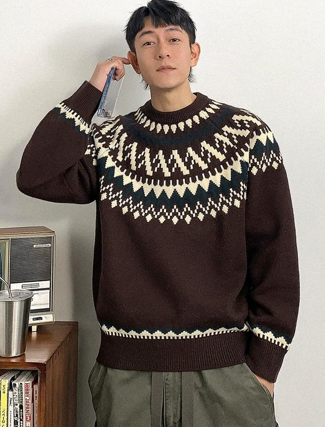 Retro Fair Isle Knit Sweater