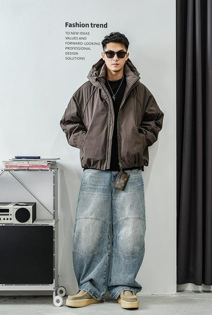 ドローストリングフードダウンジャケット