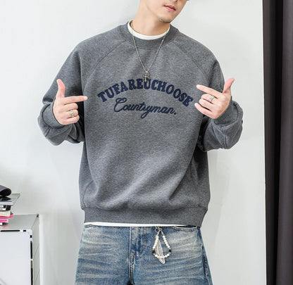 Casual fleece embroidered sweatshirt