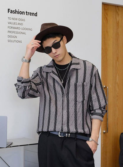 Striped Long-Sleeve Casual Shirt