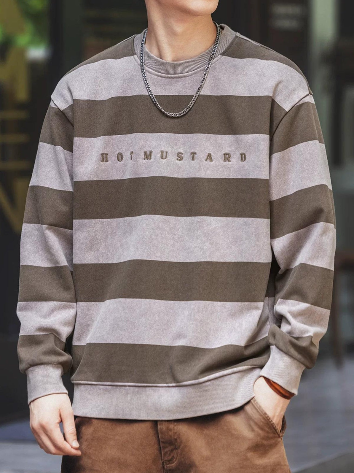 レトロストライプロングスリーブTシャツ