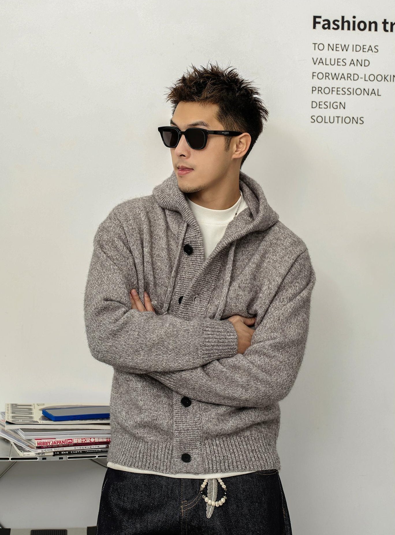 Retro Casual Hooded Cardigan