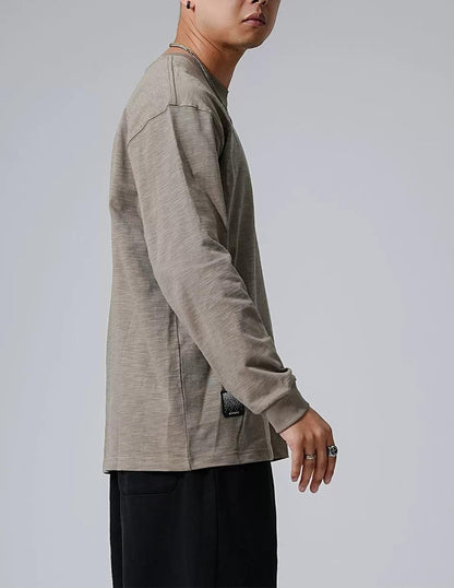 刺繍入りフリース長袖Tシャツ