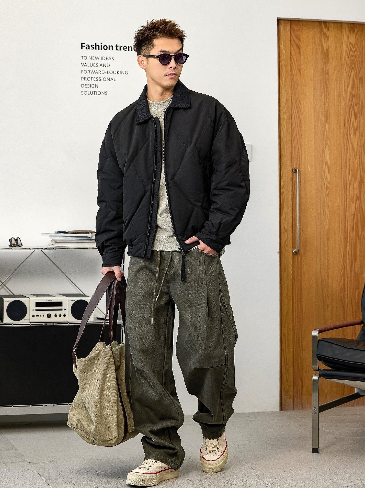 Black Lapel Down Jacket