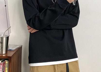 ベーシック ソリッド カラー ロングスリーブ Tシャツ