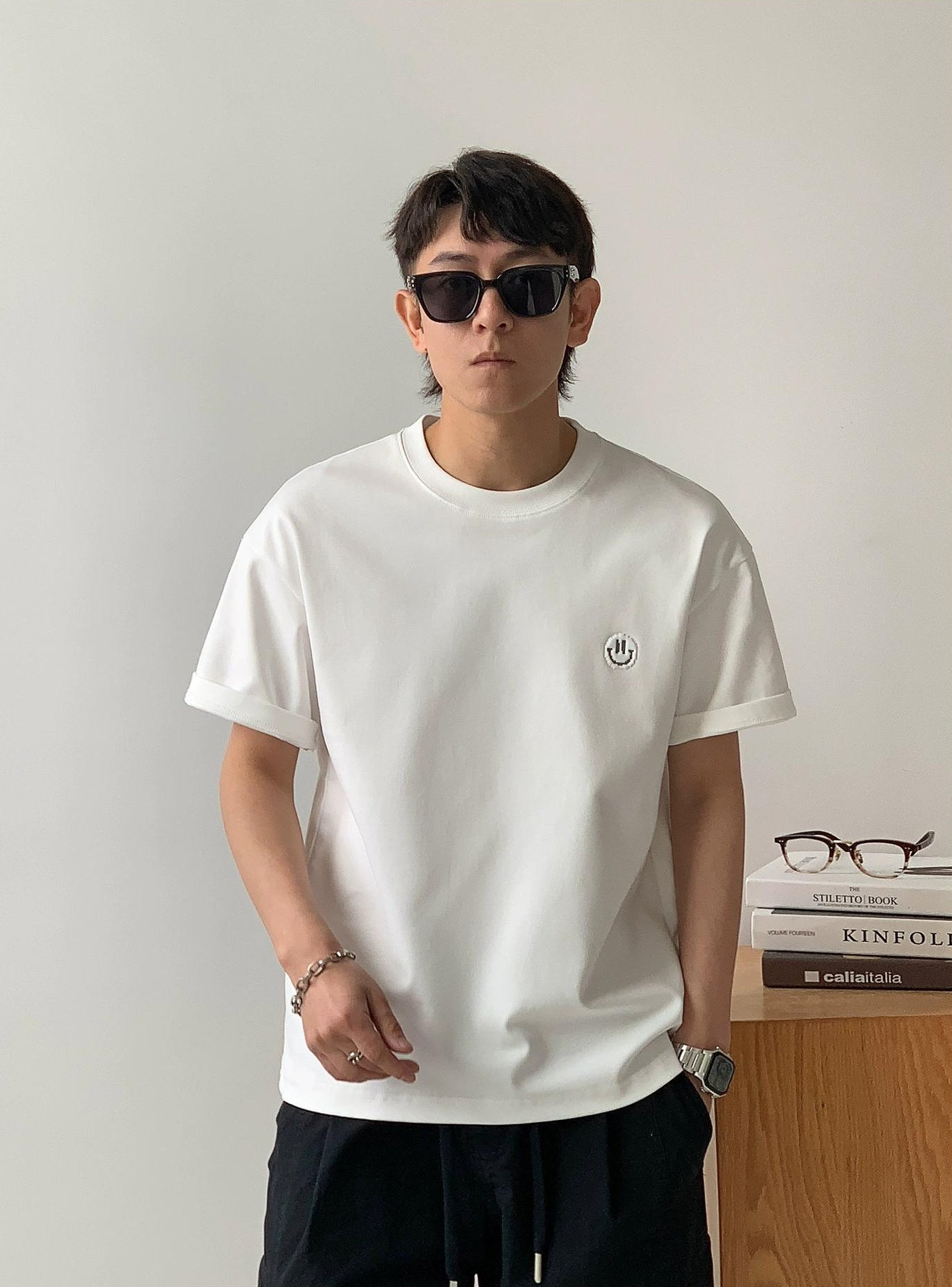 Smiley Face Embroidered Tee