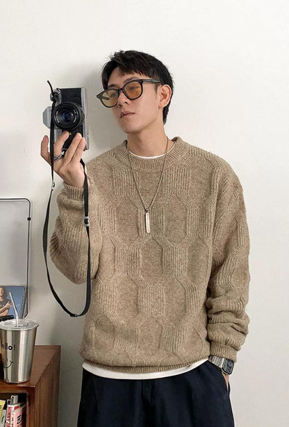 Wool-blend jacquard knit sweater