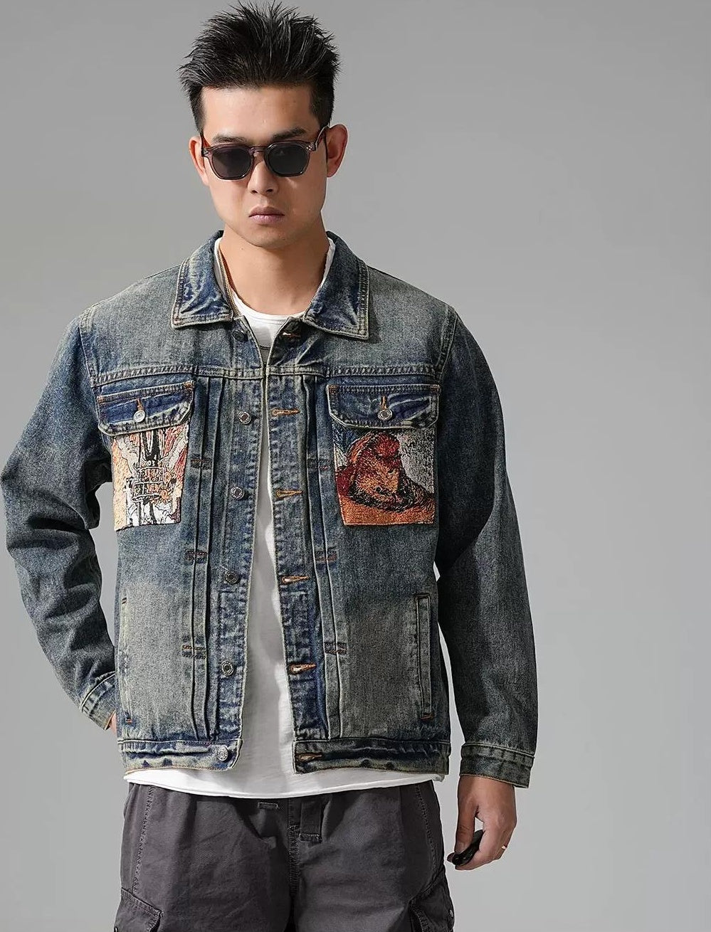 ヘビー刺繍デニムジャケット