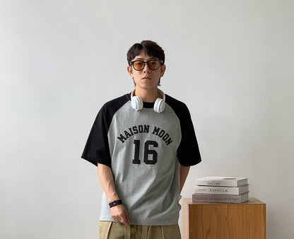 Color Block Letter Print Tee