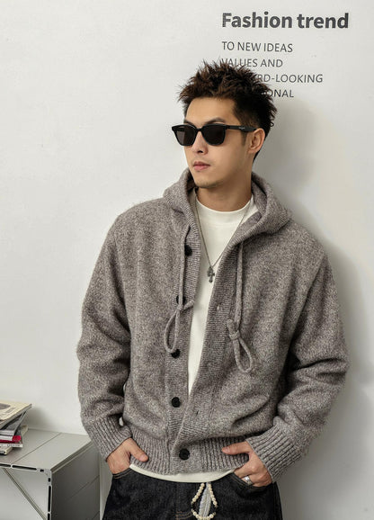 Retro Casual Hooded Cardigan