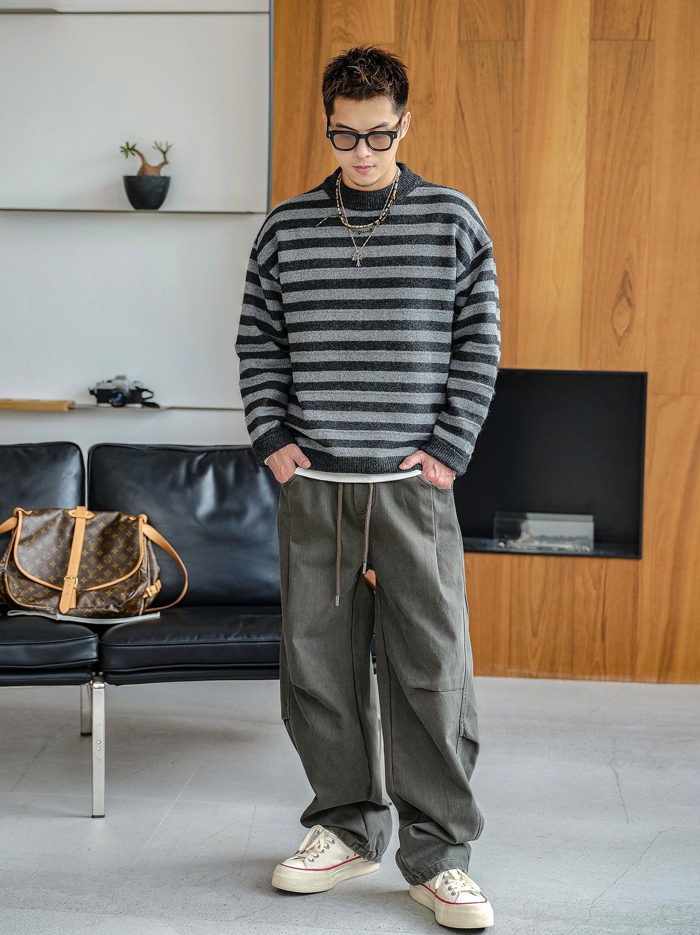 Retro Striped Knit Sweater