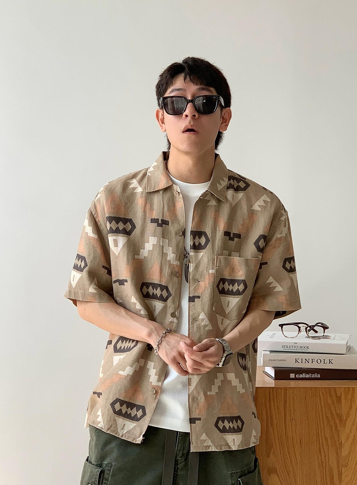 Retro Linen Short-Sleeve Shirt
