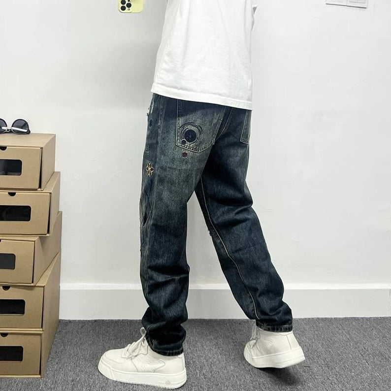 ワイルド パッチワーク デニム パンツ