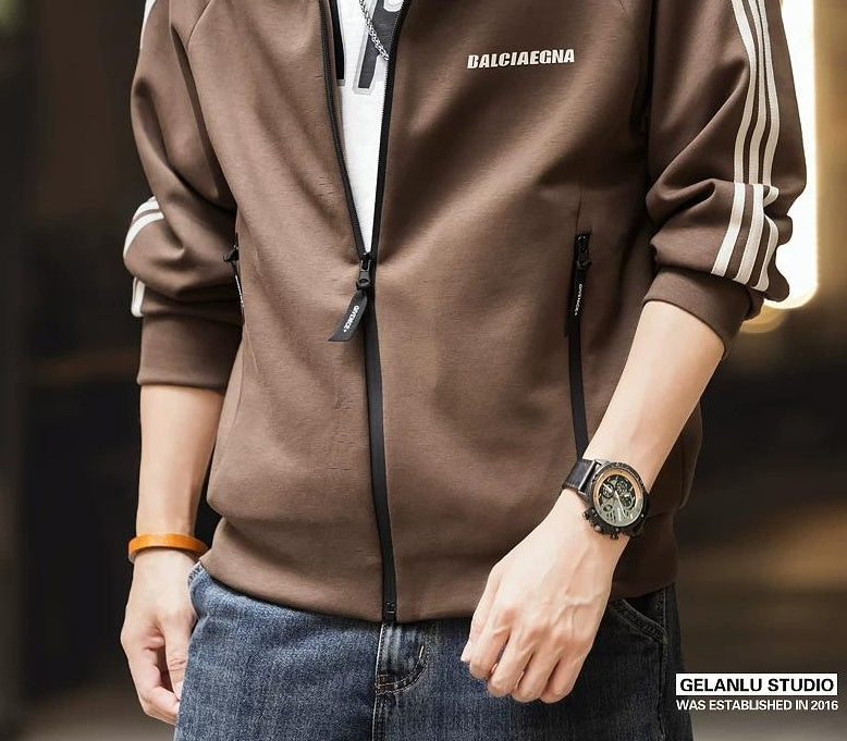 ビッグストライプフード付きカーディガン